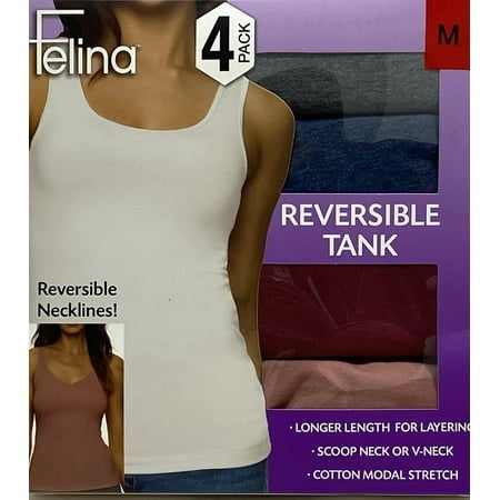 Felina Women S Cotton Modal Reversible Tank Top 4 Pack Multi-Color 1672894