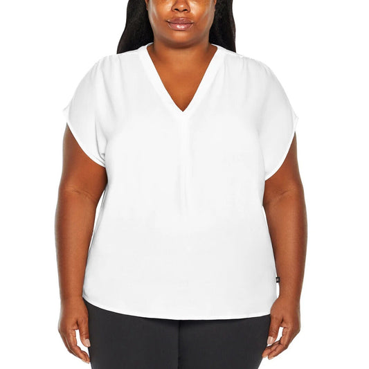Banana Republic Women S Short Sleeve V-Neck Blouse White