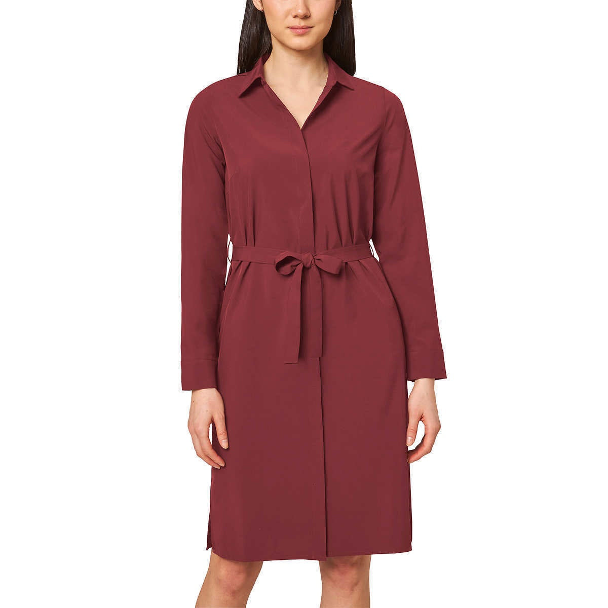Modern Ambition Women's Shirtdress, Red, Size Medium