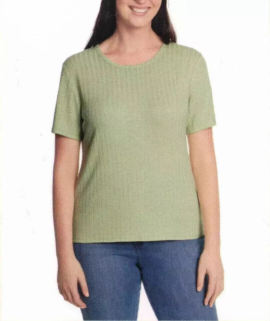 Vintage America Women S Crew Neck Slub Ribbed Tee  (1758411)