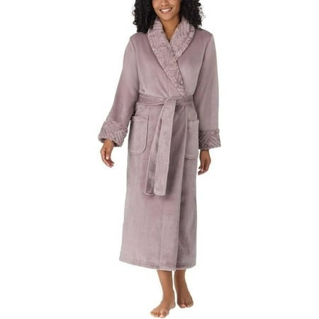 Carole Hochman Women S Silky Soft Shawl Collar Wrap Style Plush Robe (Purple M) 1330246