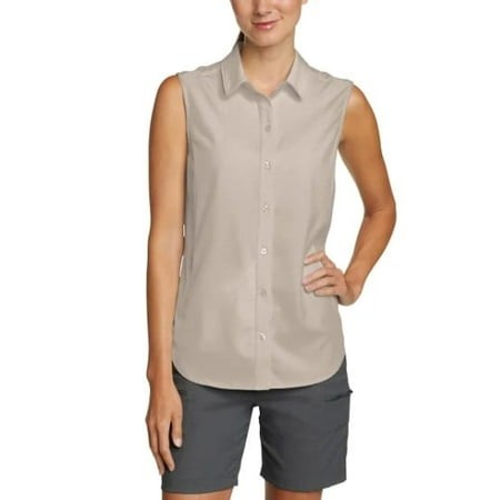 Eddie Bauer Ladies Breathable Button Down Sleeveless Top 1770090