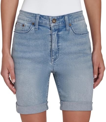 1846183 DKNY Jeans Women's Denim Bermuda Short (US, Numeric, 10, Regular, Regular, Light Blue Denim)