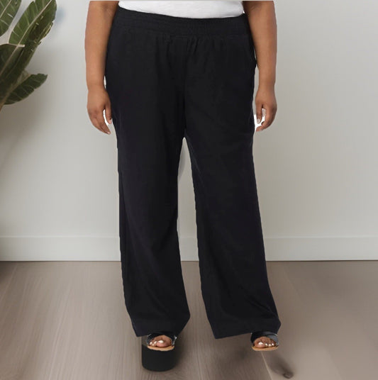 NWT Briggs Women's Linen Blend Pant, Black 1854908