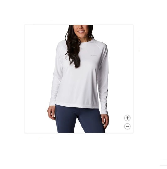 T-Shirt Long Sleeve Womens White COLUMBIA Sun Tee XS-L, UPF 50 New Omni Shade 1841022