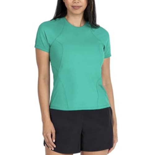 1849684 Spyder Active Women's UPF 50 Ribbed Short Sleeve Tee Shirt (US, Alpha, Small, Regular, Regular, Green)