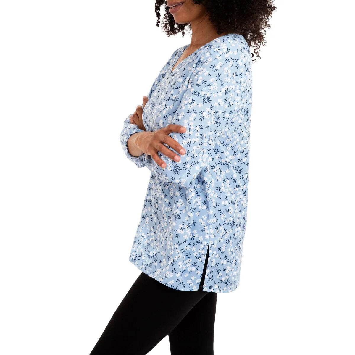 Mario Serrani Women's Tunic V-Neck Top, Blue, M