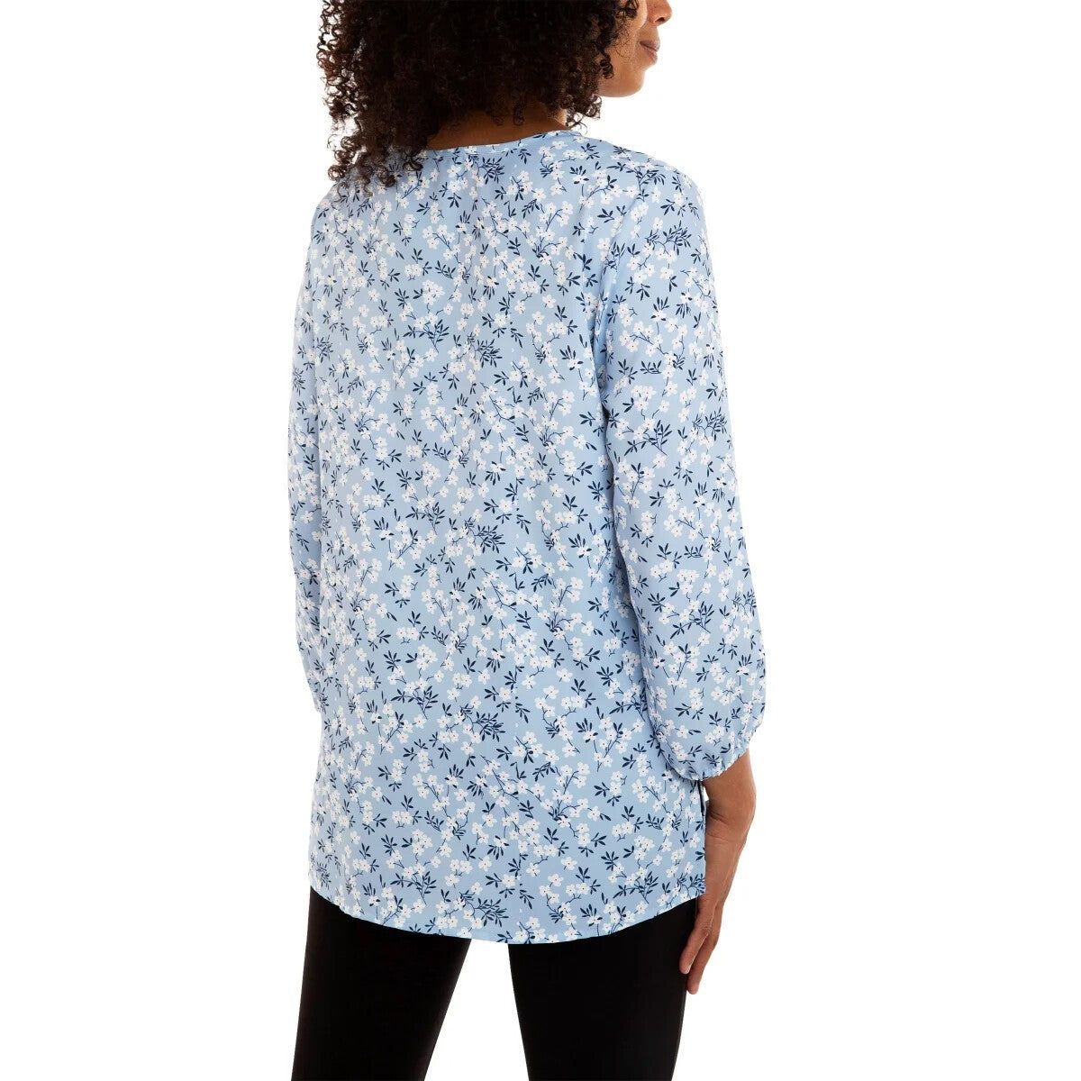 Mario Serrani Women's Tunic V-Neck Top, Blue, M