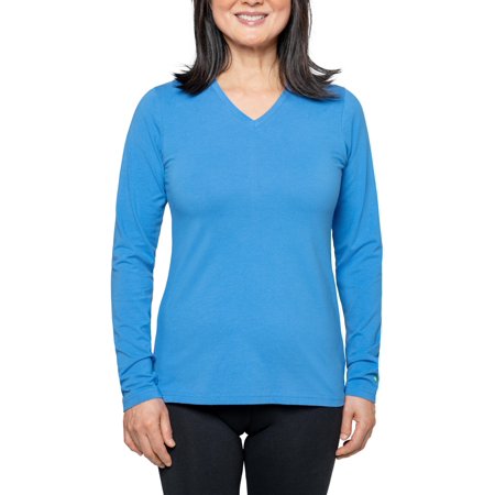 Insect Shield Women's UPF Dri-Balance Long Sleeve V-Neck T-Shirt, Periwinkle Blue 18320085