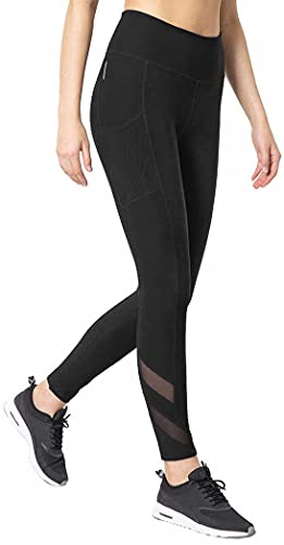 Mondetta Women's Moisture Wicking High Waist Active Legging Pant with Pockets and Mesh Detail