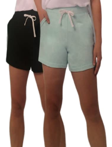 32 DEGREES Cool Women S 2-Pack Pull on Shorts Black/HT Soothing Sea Medium