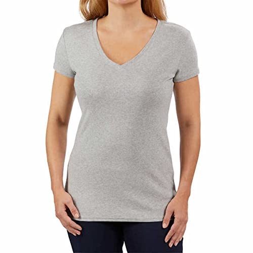 Kirkland Signature Women S V-Neck Pima Cotton T-Shirt Size: S Color: Heather Grey 96619030071