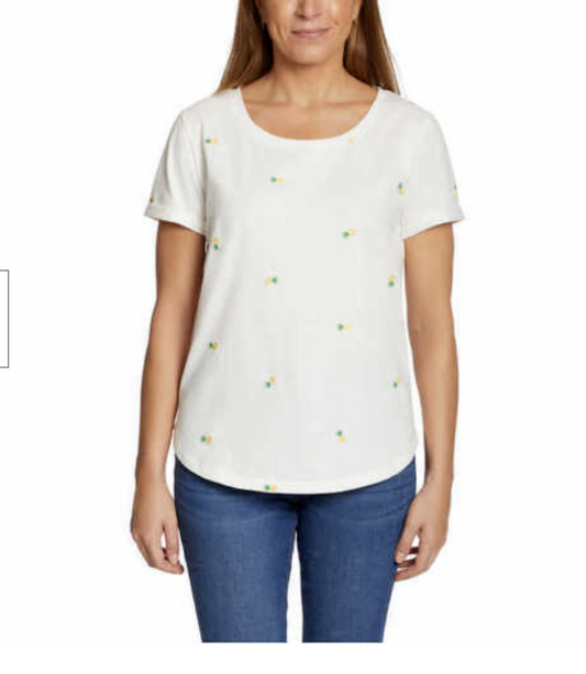 Vintage America Women S Embroidered Tee (White Pineapple Small)