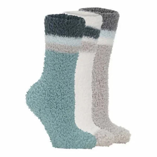 Lemon Women S 3-Pair Cozy Crew Ultra Soft Socks Green/Grey Fits Shoe Size 5-9.5 (1613901)