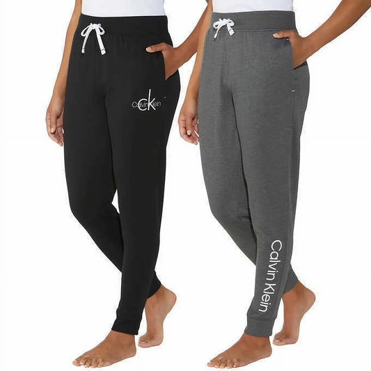Calvin Klein Womens 2 Pack French Terry Iconic CK Logo Joggers (Shoreline/Grey, X-Large)  1580848