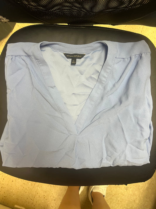 Banana Republic Women's Blue Short Sleeve V Neck Blouse XL - NEW W/OUT TAGS