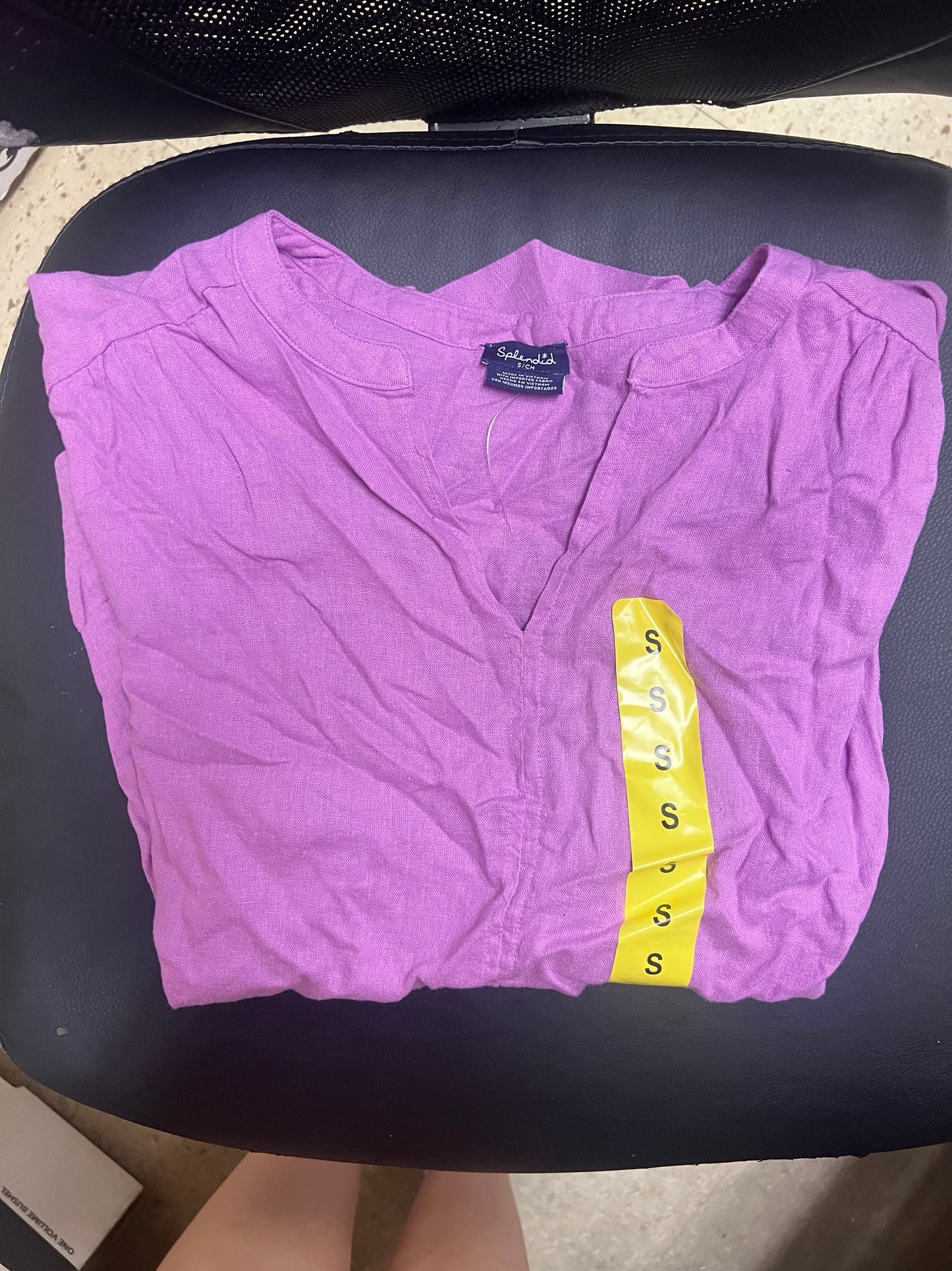 Splendid Women’s Purple Short Cap Sleeve V-Neck BLOUSE SMALL