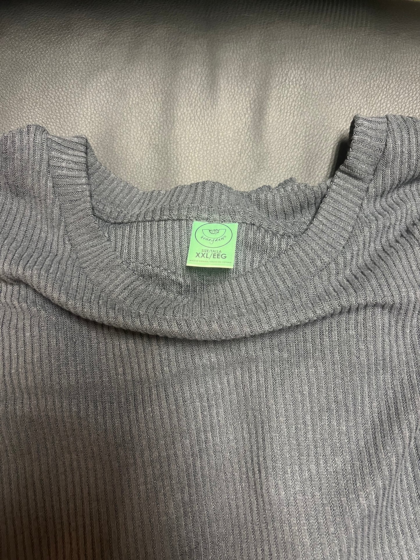Honeydew Ribbed Two-Piece Loungewear Set Gray XXL