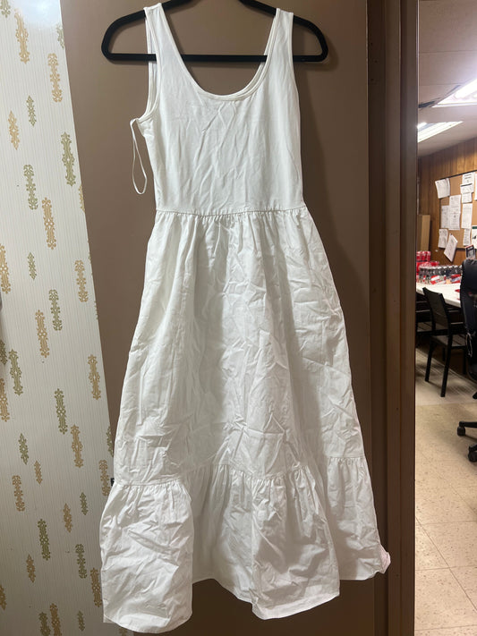 Steve Madden Womens Maxi Dress White Pockets Scoop Neck Sleeveless Small - NEW W/OUT TAGS