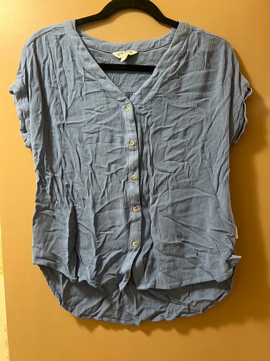 Orvis Women's Short Sleeve Button Front Blouse, COLOR BLUE SIZE XS - NEW W/OUT TAGS