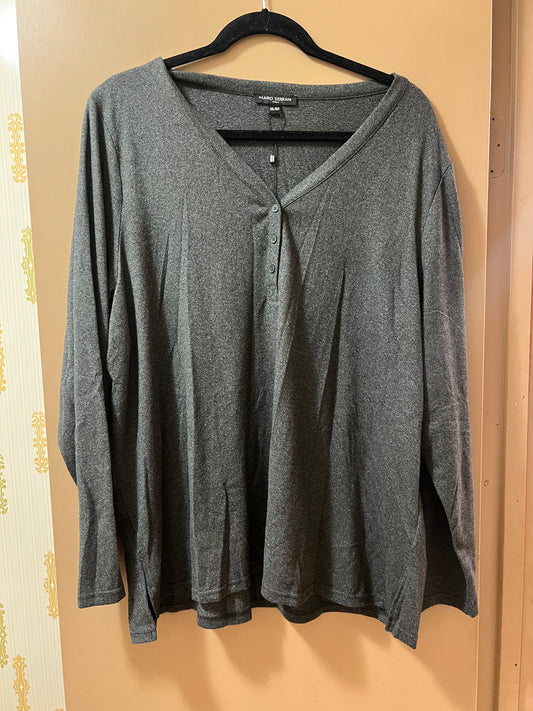 MARIO SERRANI LS PULLOVER 1/4 BUTTON DOWN SWEATER XXL GRAY - NEW W/OUT TAGS