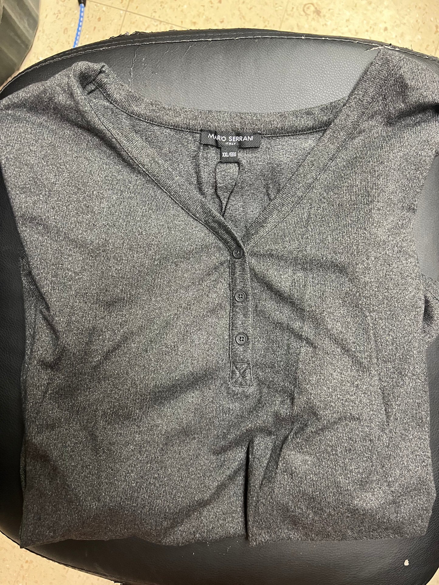MARIO SERRANI LS PULLOVER 1/4 BUTTON DOWN SWEATER XXL GRAY