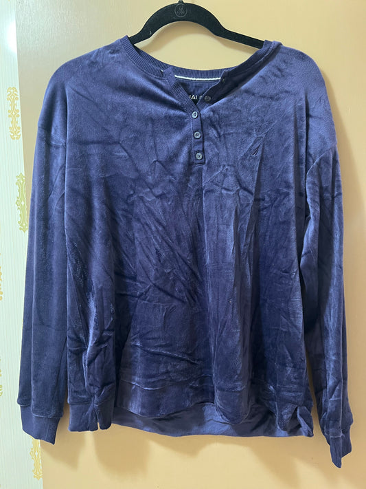 Nautica Long Sleeve Top Extra SOFT Pullover Buttons Lounge Shirt Small - NEW W/OUT TAGS