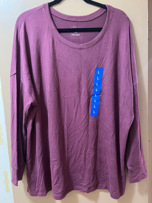 Felina Women's Cozy Knit Long Sleeve Shirt LARGE PURPLE - NEW W/OUT TAGS
