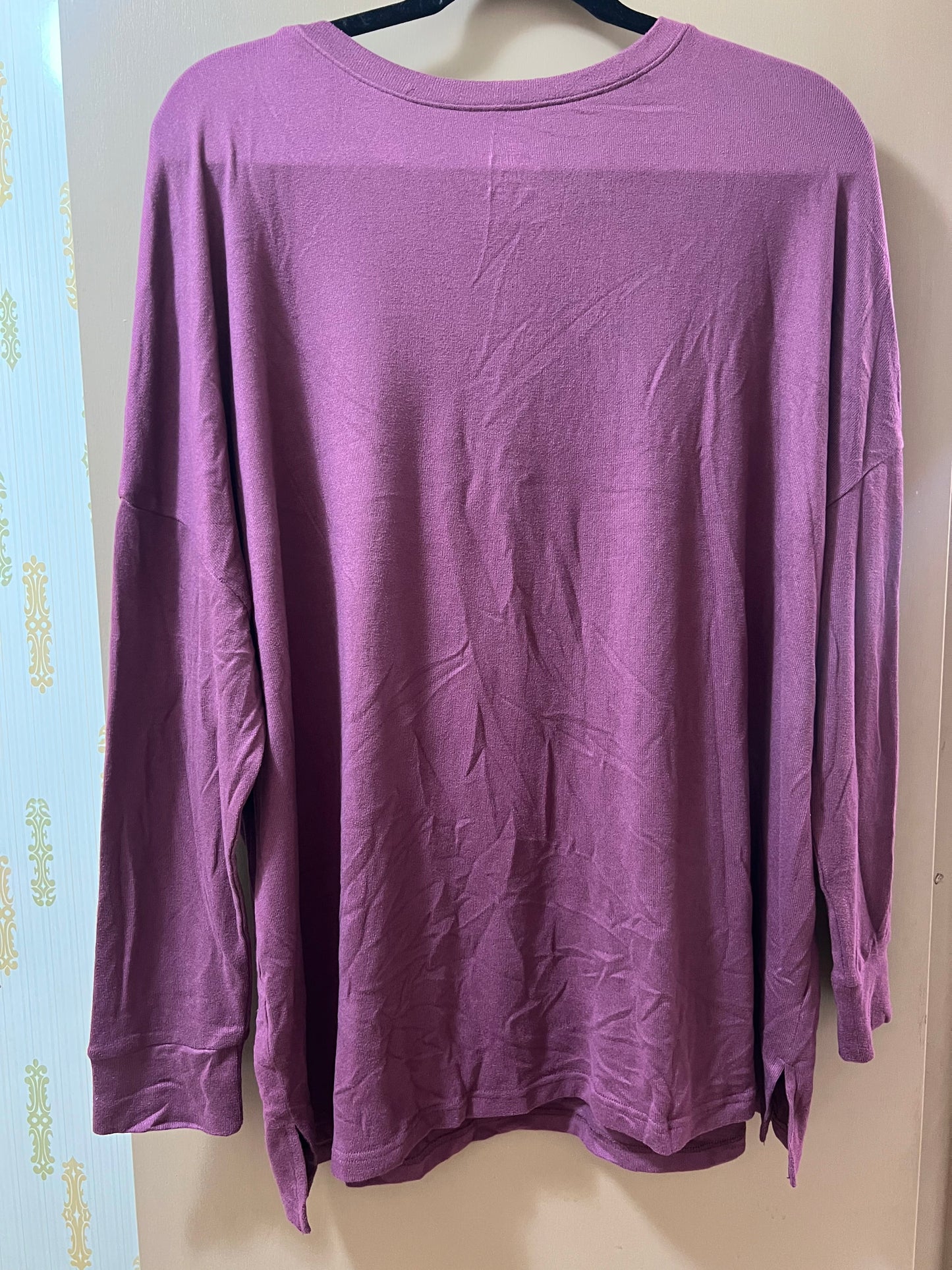 Felina Women's Cozy Knit Long Sleeve Shirt LARGE PURPLE
