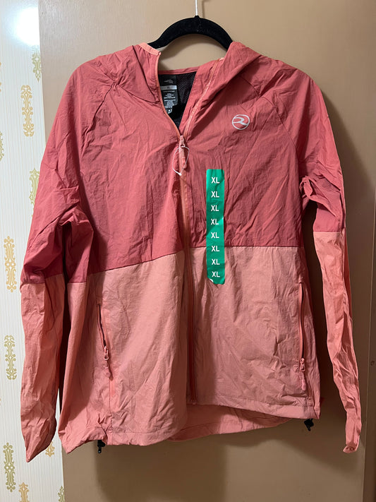 Reel Life Woman’s Rain Windbreaker Full Zip Hooded Jacket XL PINK - NEW W/OUT TAGS