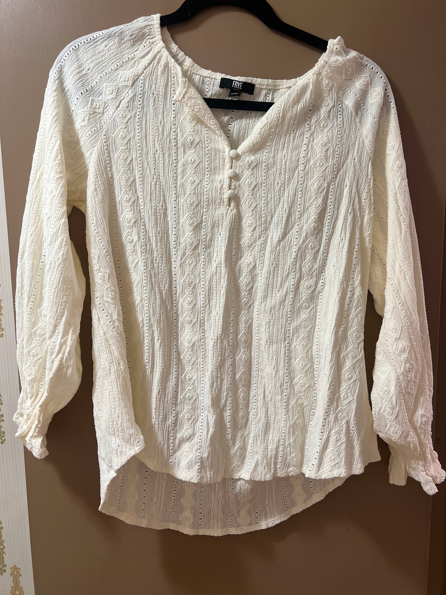 Frye Ladies' Textured Blouse Small Cream - NEW W/OUT TAGS