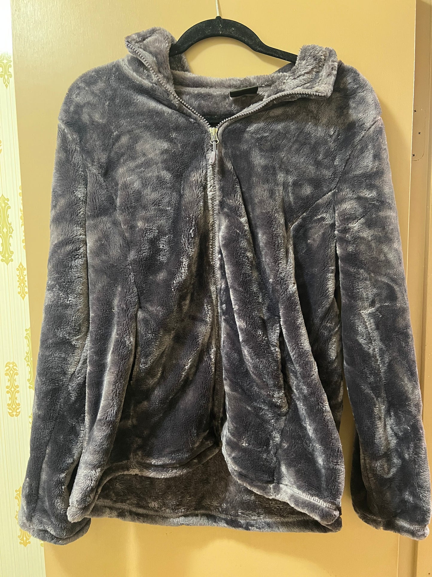 32 Degrees Womens Plush Faux Fur Zip up Mock Neck Light Large Dark Purple - NEW W/OUT TAGS
