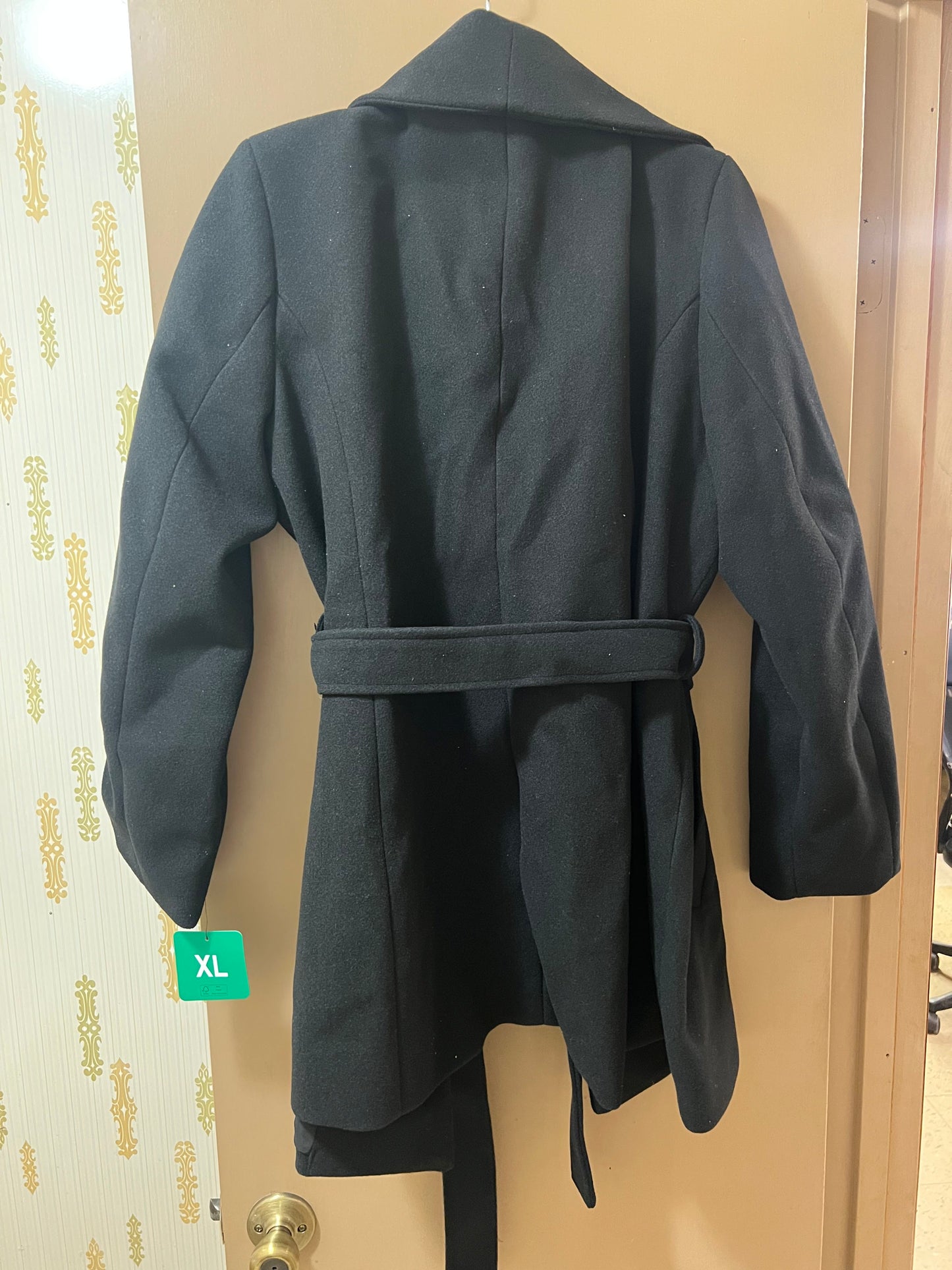 TAHARI Womens Black Wool Blend Lapel Open Jacket w/ Tie - NEW W/OUT TAGS