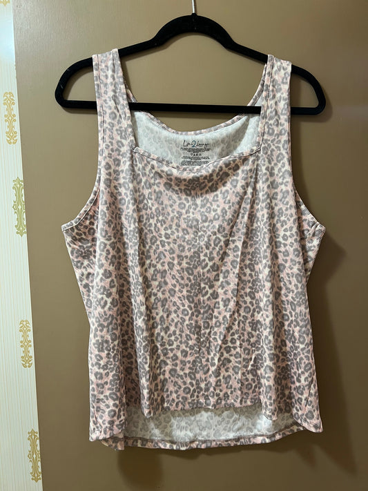 Live 2 Lounge Pink Leopard-Print Scoop Neck pajama Tank XL - NEW W/OUT TAGS