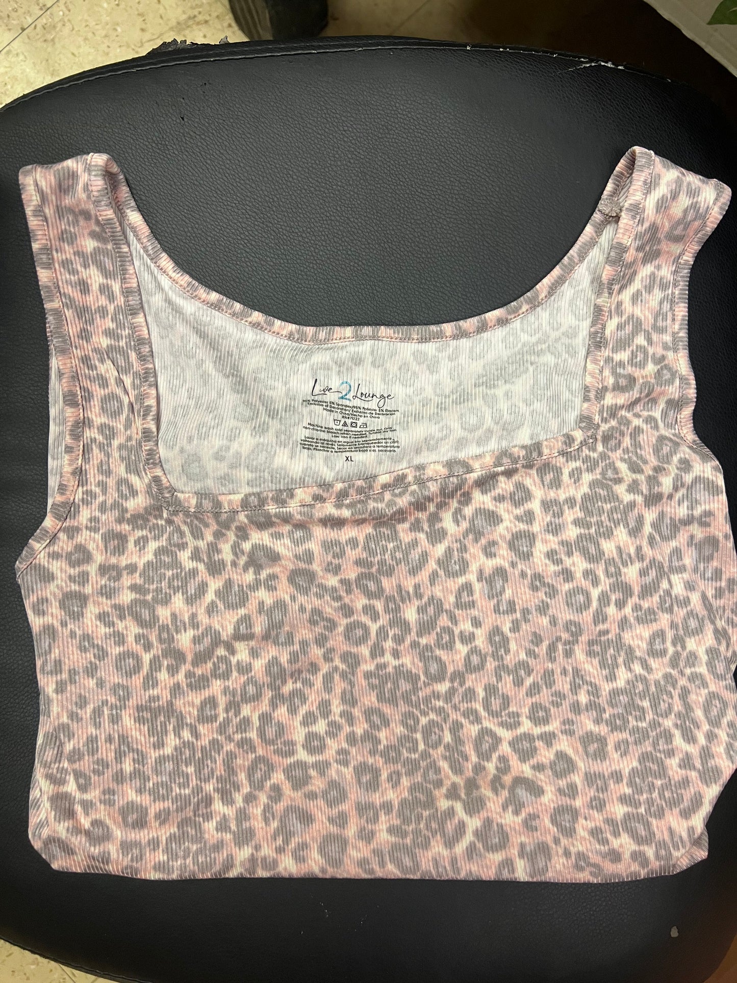 Live 2 Lounge Pink Leopard-Print Scoop Neck pajama Tank XL - NEW W/OUT TAGS
