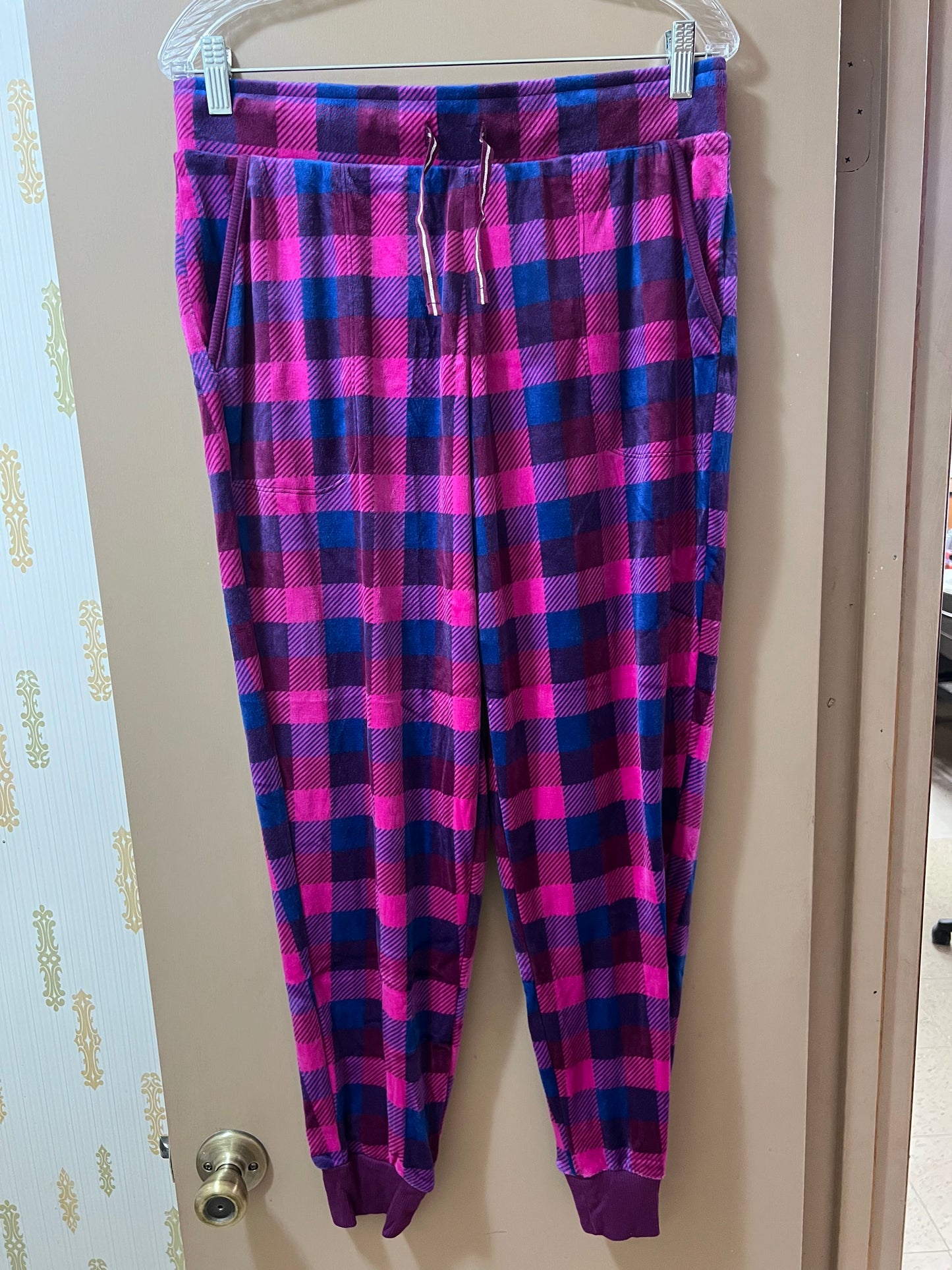 Nautica Women's Fleece Pajama Pant Purple Plaid Medium - NEW W/OUT TAGS