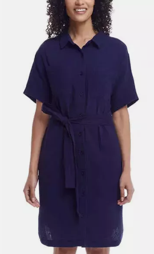 New! Women Weatherproof Vintage Button Down Gauze Texture Dress! (1748767)