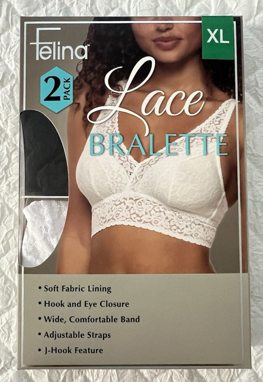 Felina Ladies' Lace Bralette, 2-pack - New in Box (1753868)