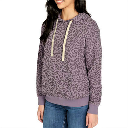 Buffalo David Bitton Women's Hoodie Super Soft Cotton Blend Fleece Leopard Print Hooded Sweatshirt (1291949)