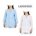 New! Women's Lands' End Linen Blend Notch Neck 3/4 Sleeve Tunic Top! (1758415)