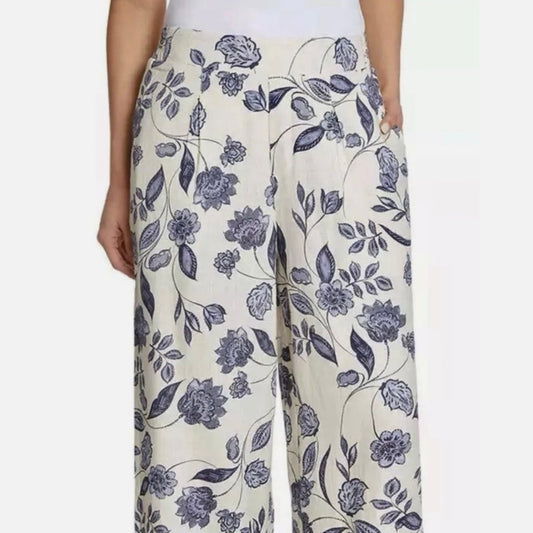 Ella Moss Women's Floral Linen Pants Wide-Leg Small - NEW W/OUT TAGS
