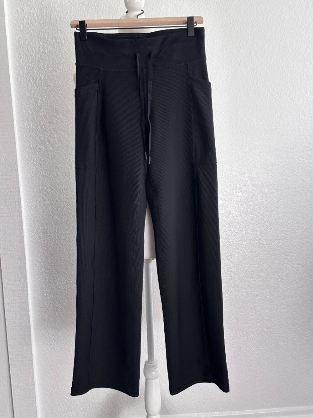 32 Degrees Cool Ribbed Wide Leg Drawstring Lounge Pants Black Medium - NEW W/OUT TAGS