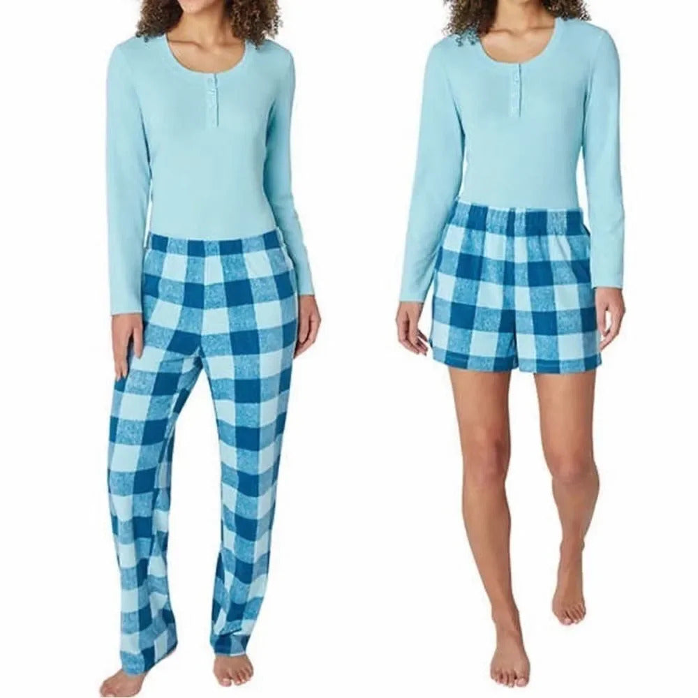 Eddie Bauer Women’s 3pc Waffle Knit Fleece Pajama Set XXL Blue - NEW W/OUT TAGS