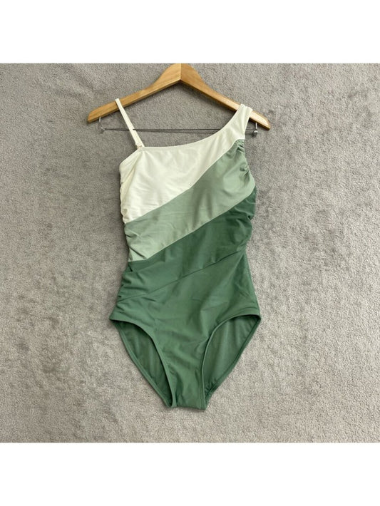 Carole Hochman Womens One Piece Swimsuit X-Large Green Striped - NEW W/OUT TAGS
