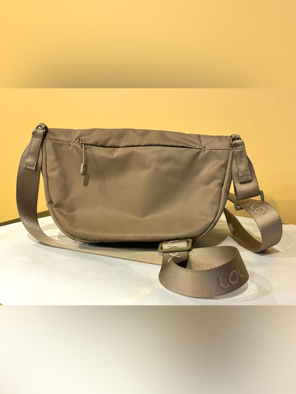 Lole Women Brown Nylon Half Moon Crossbody Messenger Bag Adjustable Strap - NEW W/OUT TAGS