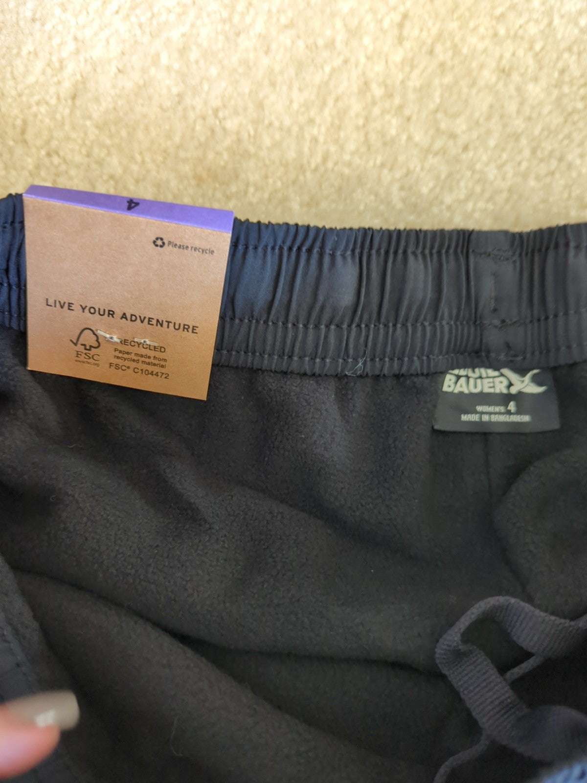 Eddie Bauer Fleece Lined Pants Women Black Zip Pockets Jogger Bottom New Tag  (1802565)