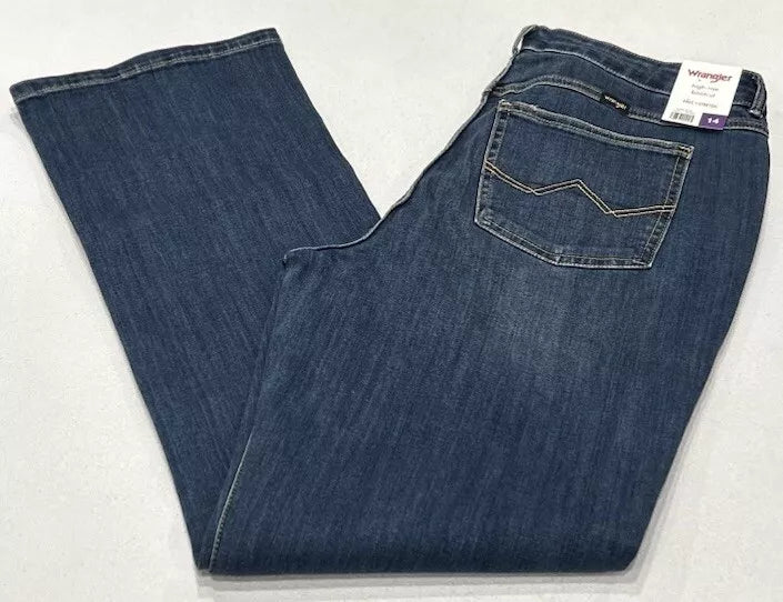 Wrangler Women's High-Rise Bootcut Stretch Jeans, Dark Blue, Size 14 (1802564)