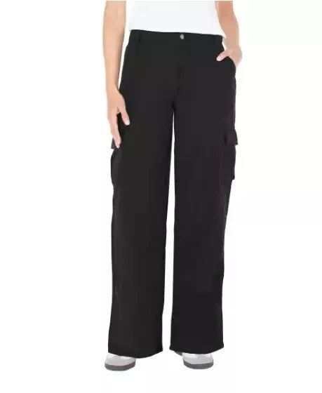 NWT Well Worn Women's Wide Leg Comfort Cargo Pants Black 1802153