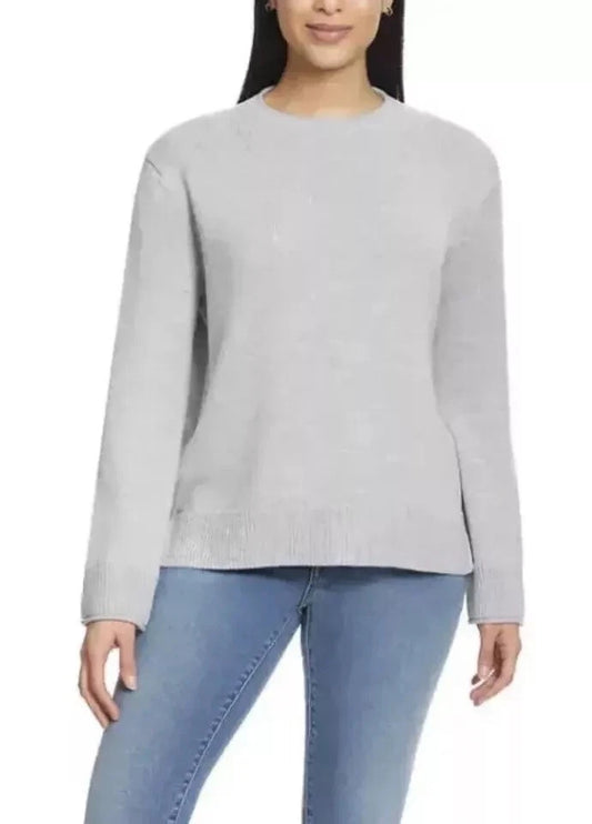 NWT ELLA MOSS 1723725 HEATHER GRAY WOMEN'S COZY CREW NECK SWEATER SZ L