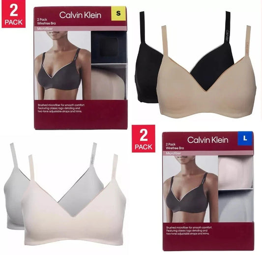Calvin Klein 2-Pack Lightly Lined Wireless Bra Brushed Microfiber, Multicolor 1806104